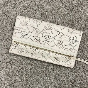Urban Expressions White Clutch with Floral Cut-Out Design